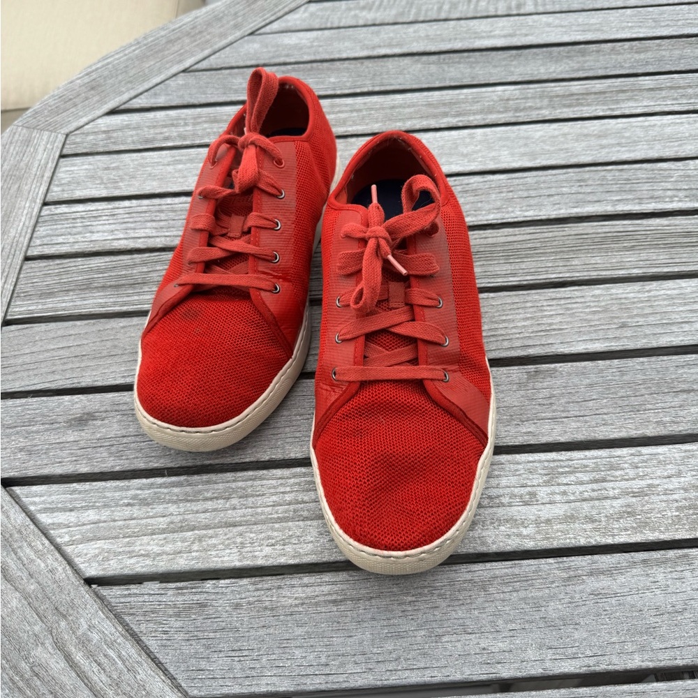Vibrant Red Low-Top Sneakers with White Soles